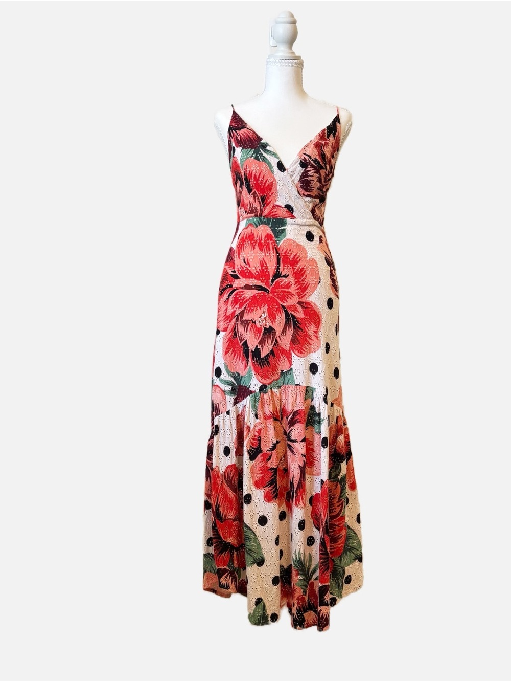 Farm Rio for Anthropologie Riviera Floral Eyelet Maxi Dress Size 2 - Picture 15 of 15